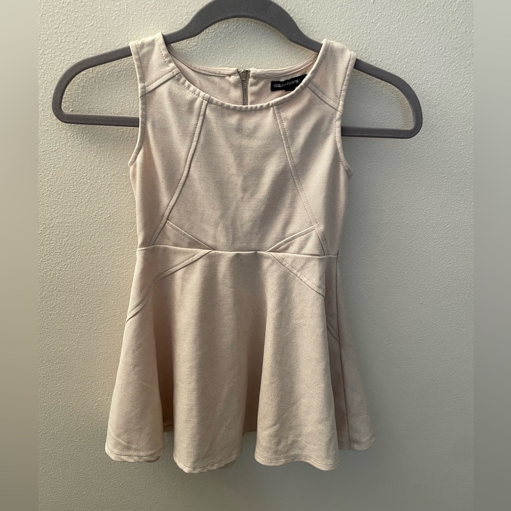 Sequin Hearts Girls Light Beige Dress
